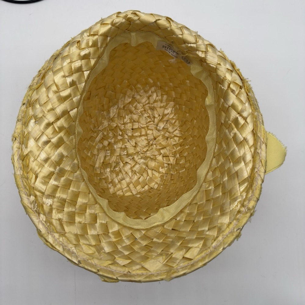 Vintage 1960s Ladies Union Made Straw Hat with Yellow Bow - Picture 8 of 8